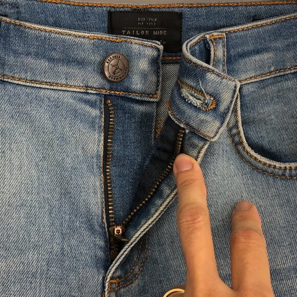 Tailor Made Med-Light Wash High  Rise Lightly Distressed Skinny Barcelona Jeans - Picture 9 of 16